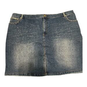 Venezia Blue Denim Mini Skirt with Gold Accents